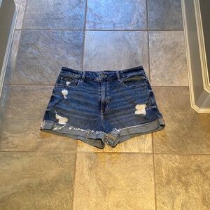 Ultra high rise denim shorts